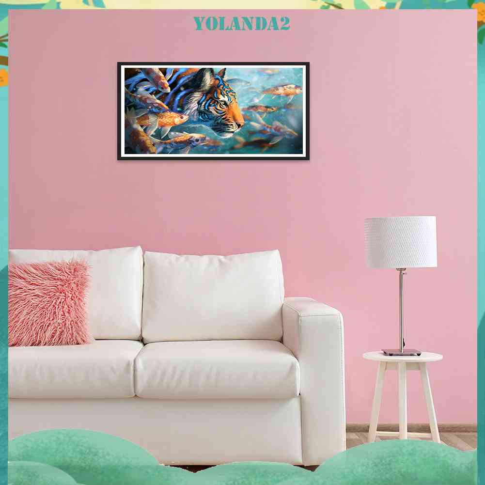 Bộ Tranh Đính Đá 5D Họa Tiết Hổ / Cá Vàng Độc Đáo DIY Dùng Trang Trí Nhà Cửa
