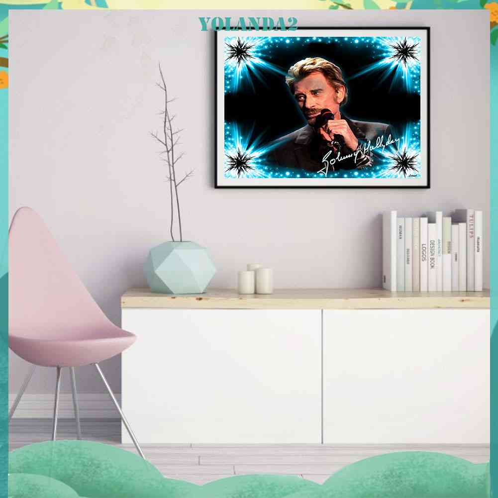Tranh Đính Đá Kim Cương Toàn Bộ 5D DIY Hình Johnny Halliday
