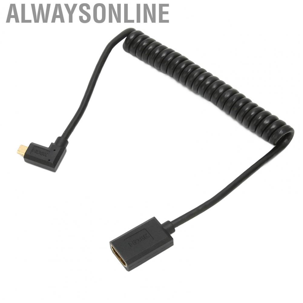 Alwaysonline HD Multimedia Interface Cable Micro to Female UHD 8K 60Hz 4K 120Hz 48Gbps Coiled Video Cord for Camera  hot sale