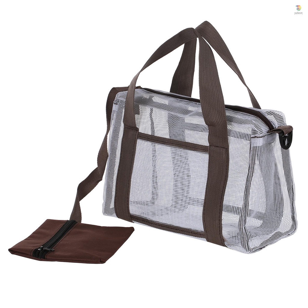 Túi Lưới Đựng Đồ Chơi Đi Biển / Dã Ngoại / 1 Bên Trong Bằng Vải Chống Thấm Nước Gọn Nhẹ Có Khóa Kéo Tiện Dụng