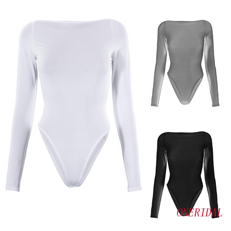 Áo Liền Thân Tay Dài Hở Lưng Màu Trơn Quyến Rũ Dành Cho Nữ