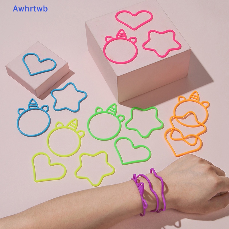 Set 3 Vòng Tay Silicon Màu Kẹo Họa Tiết Trái Tim Ngôi Sao Trang Trí Tiệc Cho Bé Mới