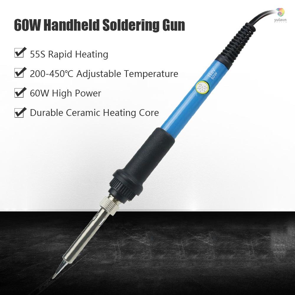 Bộ Súng Hàn Điện 15 Món Cầm Tay 60W Lõi Gốm Điều Chỉnh Nhiệt Độ Nhanh Kèm Túi Đựng Dành Cho Gia Đình DIY