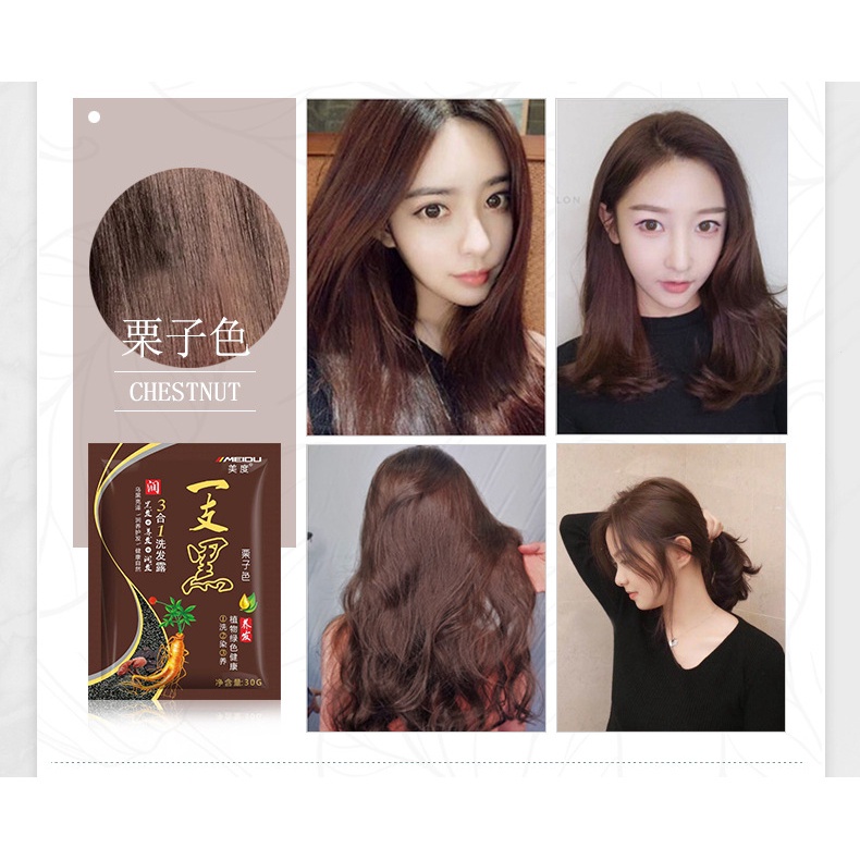 Dầu Gội Nhuộm Tóc Tự Nhiên MEIDU 30g Có Độ Che Phủ Cao