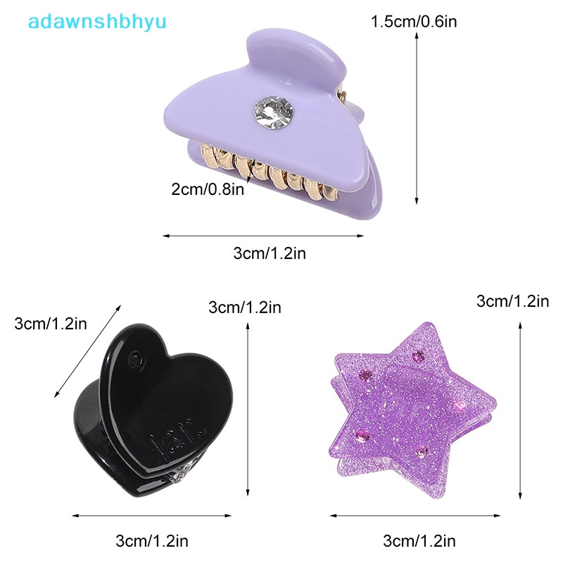 Set 2 Kẹp Tóc Hình Ngôi Sao / Trái Tim Đính Đá Dễ Thương Cho Bé Gái