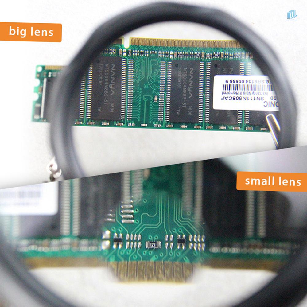 Kính Lúp s2mwvn 3.5x 12X Kẹp Cá Sấu Có Đèn LED Có Thể Điều Chỉnh Tiện Dụng Đen