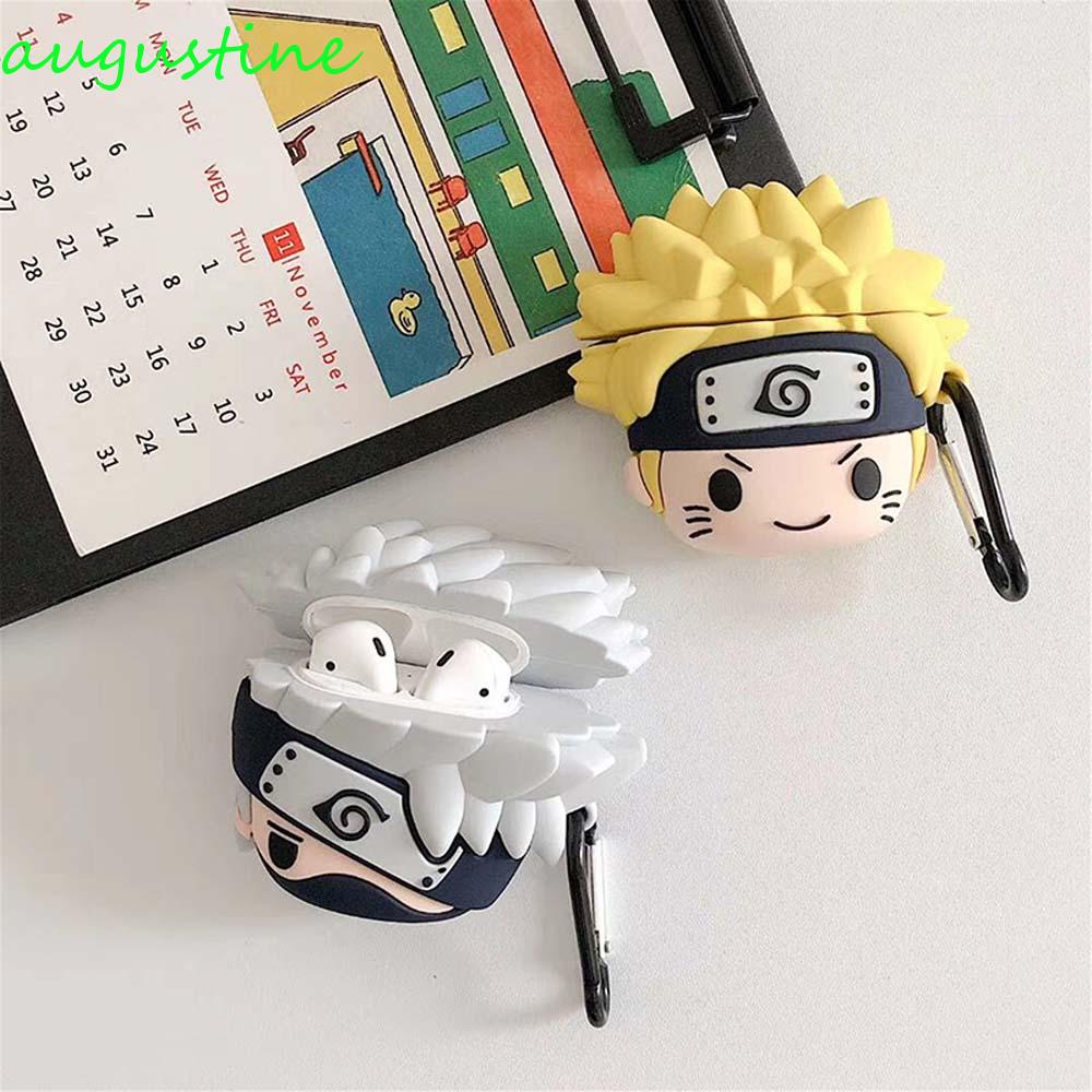 Vỏ Bảo Vệ Hộp Sạc Tai nghe không dây Bluetooth Bằng Silicon Mềm Hình Naruto Uzumaki Kakashi 3D