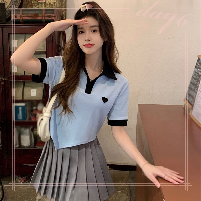 Áo Thun Ngắn Tay Phong Cách Hàn Quốc Đơn Giản Dành Cho Nữ