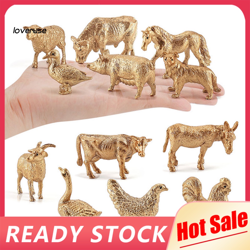 Set 12 Tượng Động Vật Màu Sắc Vàng Dùng Để Trang Trí