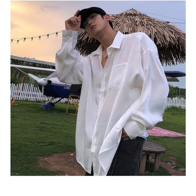 Áo Sơ Mi Cổ Tròn Phong Cách Harajuku Đơn Giản Hợp Thời Trang Mùa Thu Mới Cho Nam