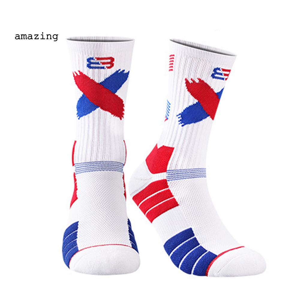 1 Đôi Vớ Thể Thao Ống Dài Co Giãn Tốt Màu Sắc Tươi Sáng