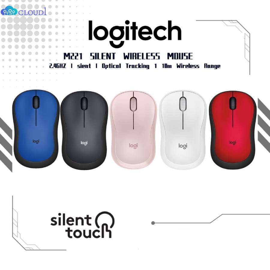Logitech Chuột M221 Chuột Không Dây Chuột Im Lặng Với Chuột Chơi Game Máy Tính Quang Học Công Thái Học 2.4Ghz Cloud1