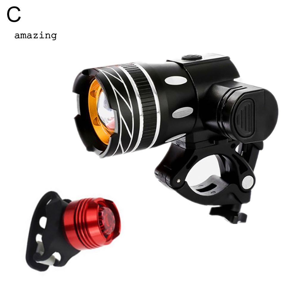 Bộ Đèn Pha LED USB Chống Nước Kèm Sạc Cho Xe Đạp