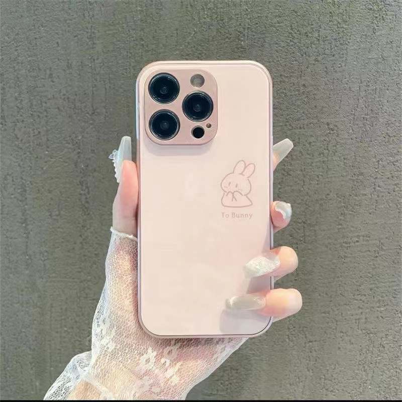 Ốp Điện Thoại Mặt Kính In Hình Thỏ Hoạt Hình Cho Iphone 12promax 12Pro 14Inch