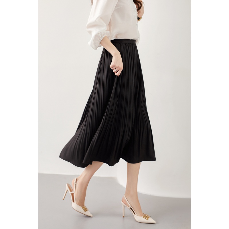 Chân Váy Chữ A Xếp Ly Lưng Cao Co Giãn Bốn Màu Tùy Chọn Thời Trang Mùa Xuân Cho Nữ