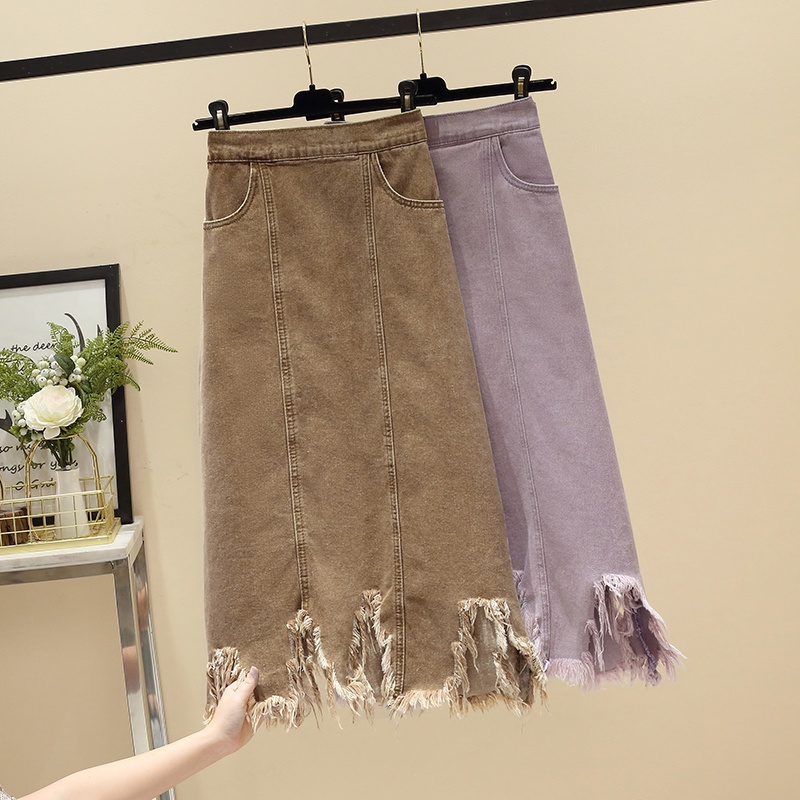 Chân Váy Denim Chữ a Dài Vừa Vặn Màu Tím Thời Trang Xuân Hè Hàn Quốc