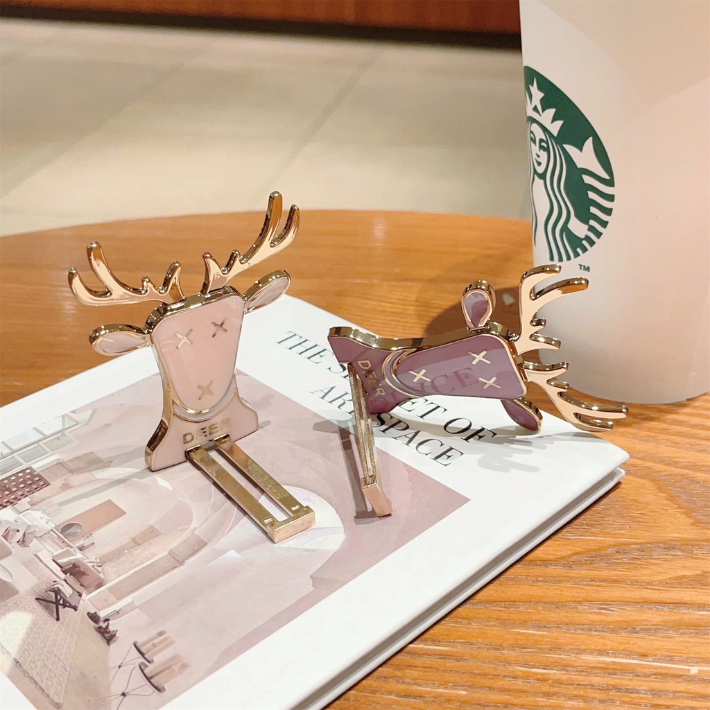 Ốp Điện Thoại Họa Tiết Hoạt Hình Tuần Lộc Dễ Thương Kèm Giá Đỡ Nhẫn Và Dây Đeo Tiện Dụng Cho iphone