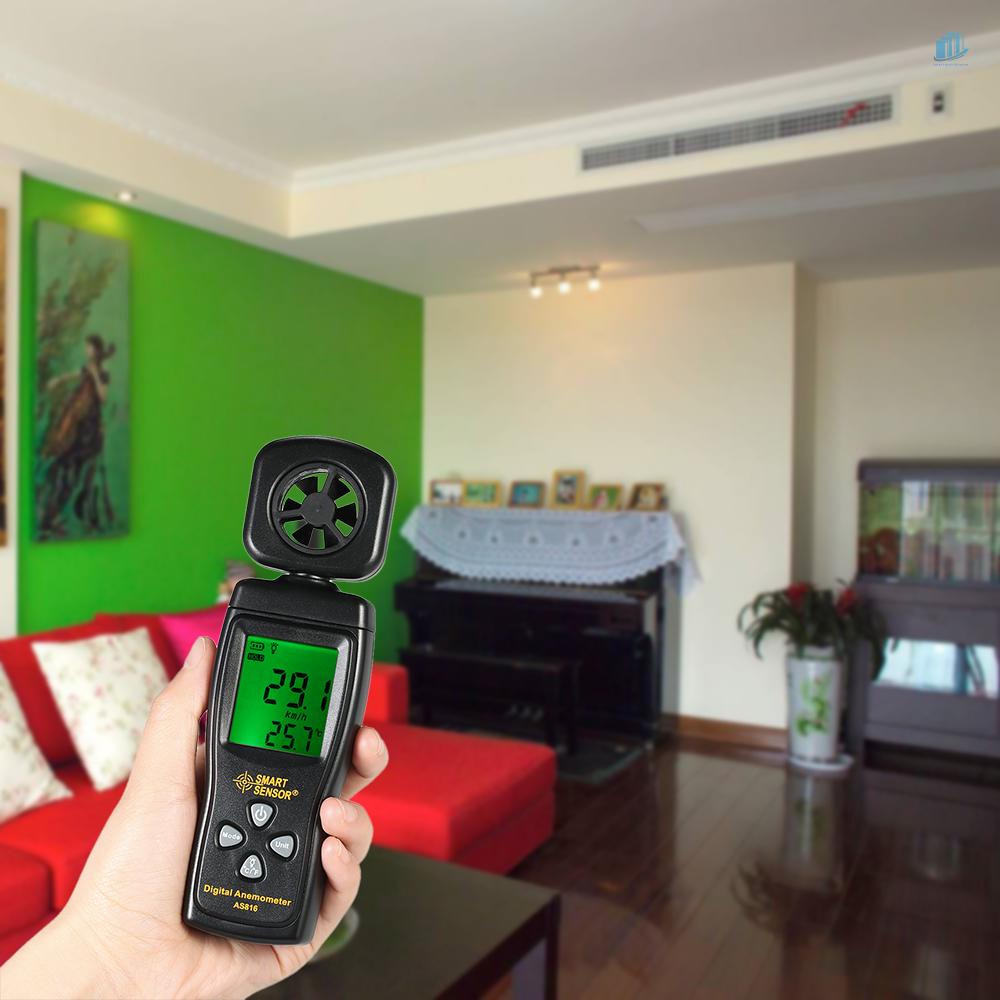 Đồng Hồ Đo Tốc Độ Gió Mini Màn Hình LCD Cảm Ứng Thông Minh Có Đèn Nền