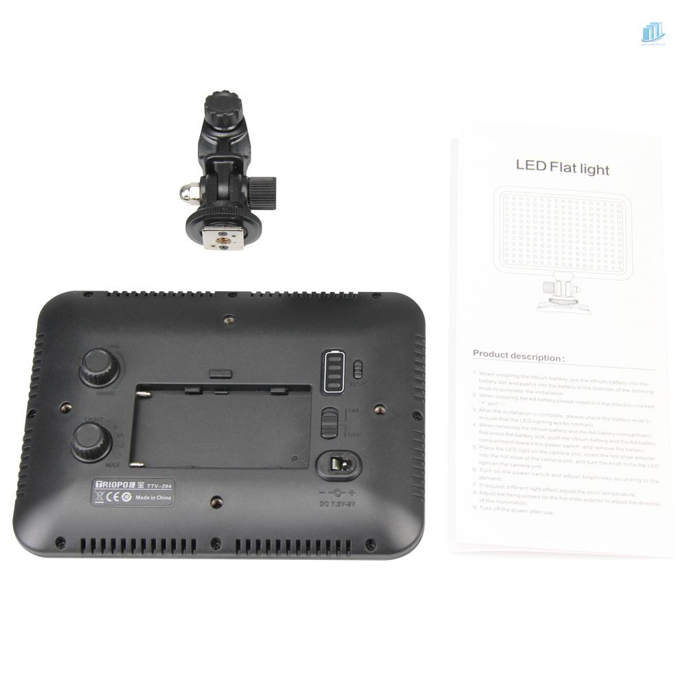 Bảng Đèn LED Siêu Mỏng TTV-204 3200K ~ 5500K Có Thể Điều Chỉnh Độ Sáng Cho Máy Ảnh Pentax DSLR NP-FM