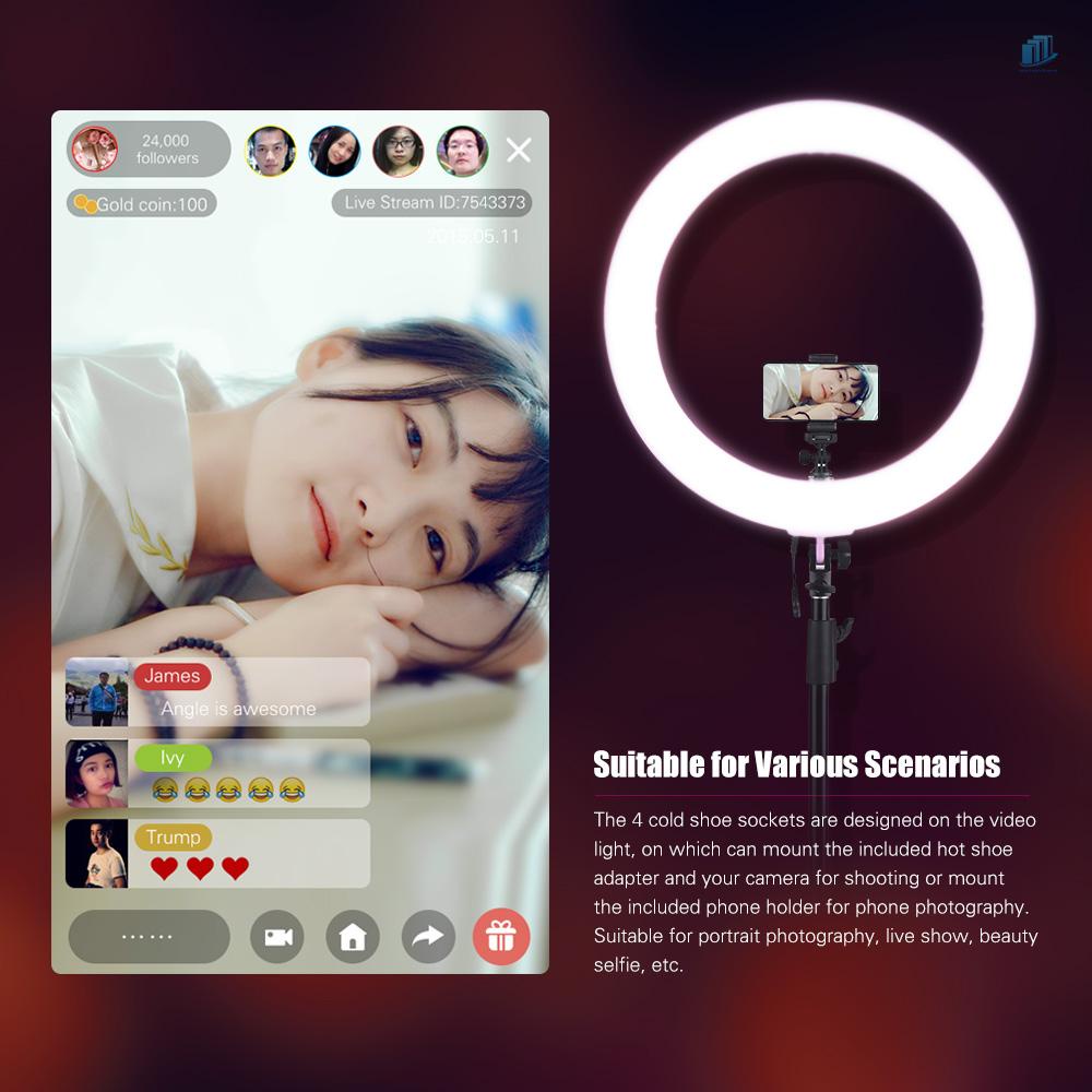 Đèn Led Andoer RL720B Chuyên Nghiệp 19 Inch 3200K-5600K 720 Bóng Với Giá Đỡ Điện Thoại Tiện Dụng