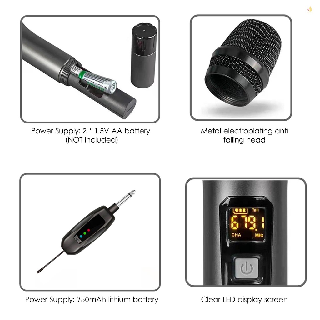 Bộ Micro Không Dây UHF Chuyên Nghiệp Có Thể Sạc Lại Được