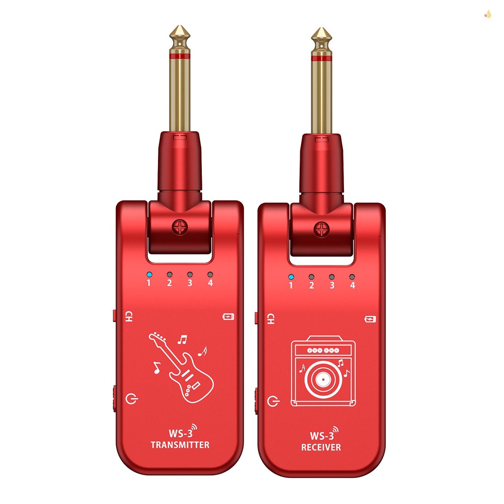 Hệ Thống Truyền Tín Hiệu Đàn Guitar Không Dây UHF 4 Kênh Xoay 282 Độ 6.35mm 800MHz-900MHz Chuyên Dụng
