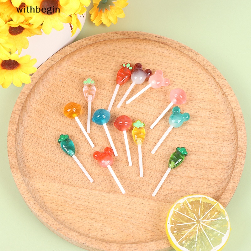 Set 5 Kẹo Mút Nhựa Resin Mini Trang Trí Cho Nhà Búp Bê