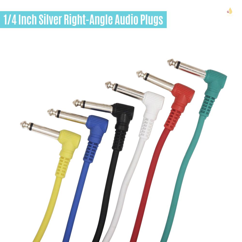 Bộ 6 Dây Cáp Phơ Đàn Guitar Nhiều Màu Dài 21cm Góc Phải 1 / 4 Inch