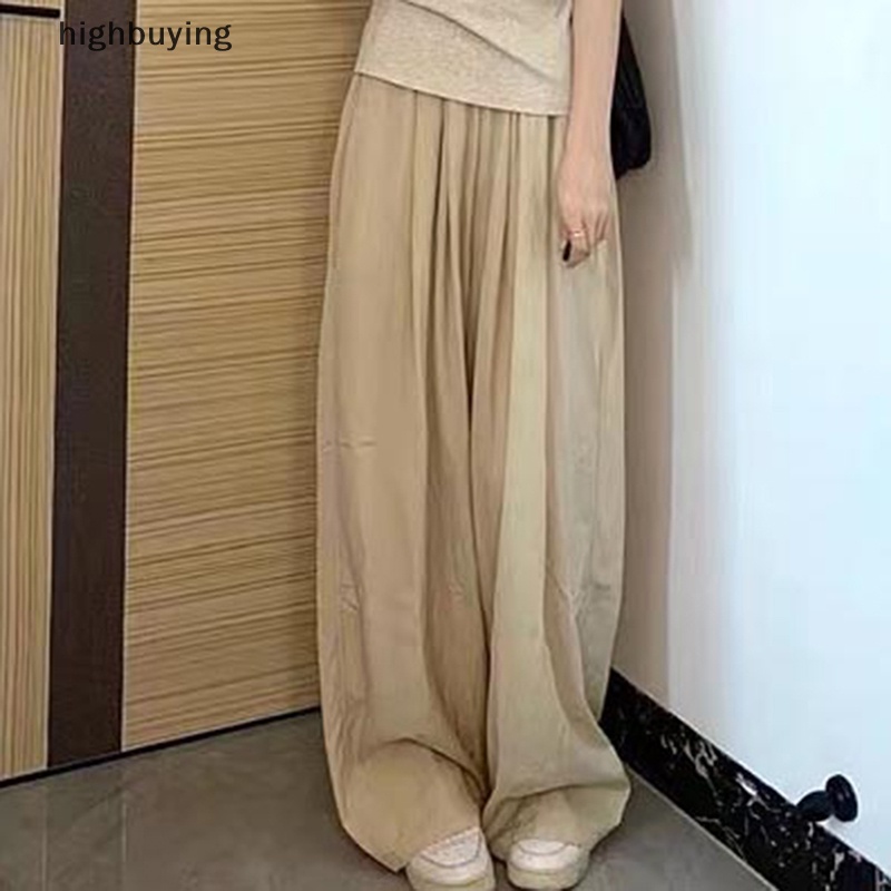 Quần ống rộng Lưng Cao Bằng Lụa Mát Thời Trang Mùa Hè Dành Cho Nữ