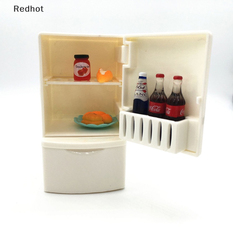 &lt; Redhot &gt; Tủ Lạnh Đồ Chơi Màu Trắng Cho Nhà Búp Bê