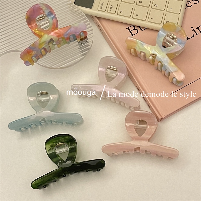 Moouga / Kẹp Tóc Acetate Chéo Nửa Đầu Màu Mùa Xuân Phiên Bản Hàn Quốc Cho Nữ