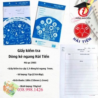 Giấy kiểm tra kẻ ngang hải tiến 25 tờ đôi _dcg