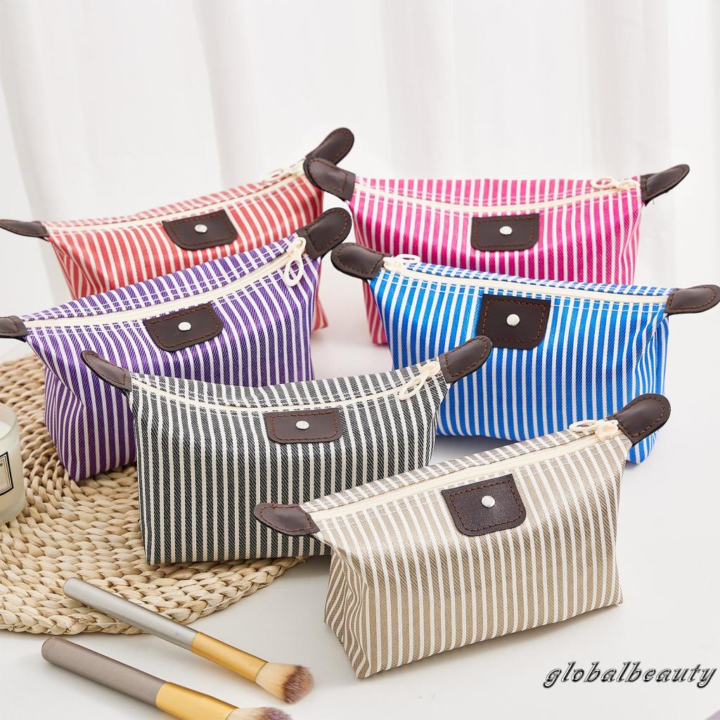 Túi Đựng Đồ Trang Điểm Kẻ Sọc Cổ Điển Đa Năng Chống Thấm Nước