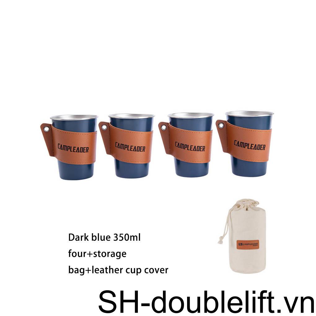 Bộ 4 Cốc Uống Rượu / Bia 350ML Bằng Thép Không Gỉ Tiện Dụng Mang Theo Du Lịch Cắm Trại