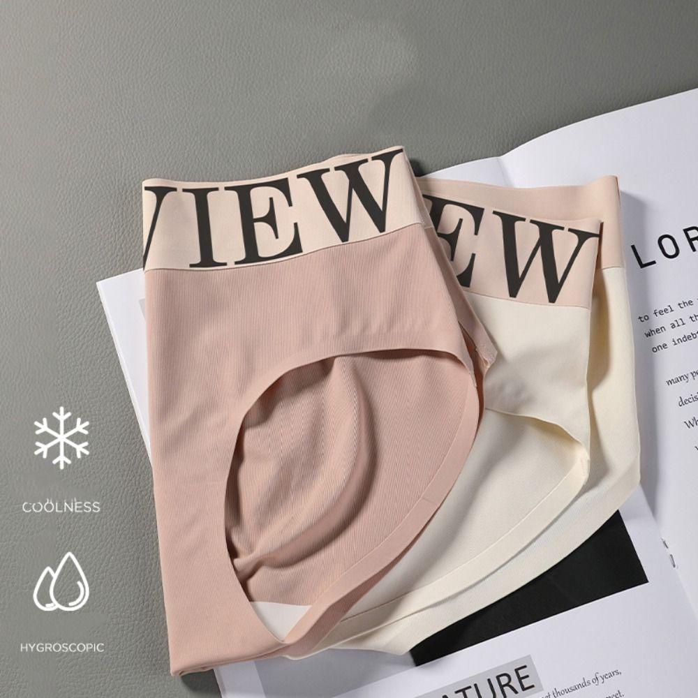 26EDIE Quần Lót Lụa Nylon Thoáng Khí Lưng Vừa In Chữ Đơn Giản Phong Cách Hàn Quốc Cho Nữ