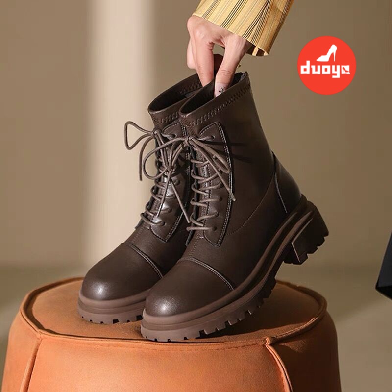 Đôi Giày Bốt Martin Bằng Da Dày Dặn Phong Cách Anh Quốc Thời Trang Thu Đông 2022 Cho Nữ