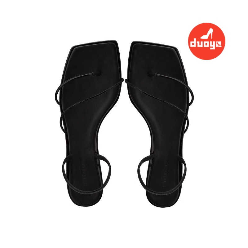 Duoya Giày Sandal Cao Gót Mũi Vuông Bằng Da Thật Hai Cách Đeo Thời Trang Xuân Hè Dành Cho Bạn Nữ Miễn Phí Vận Chuyển