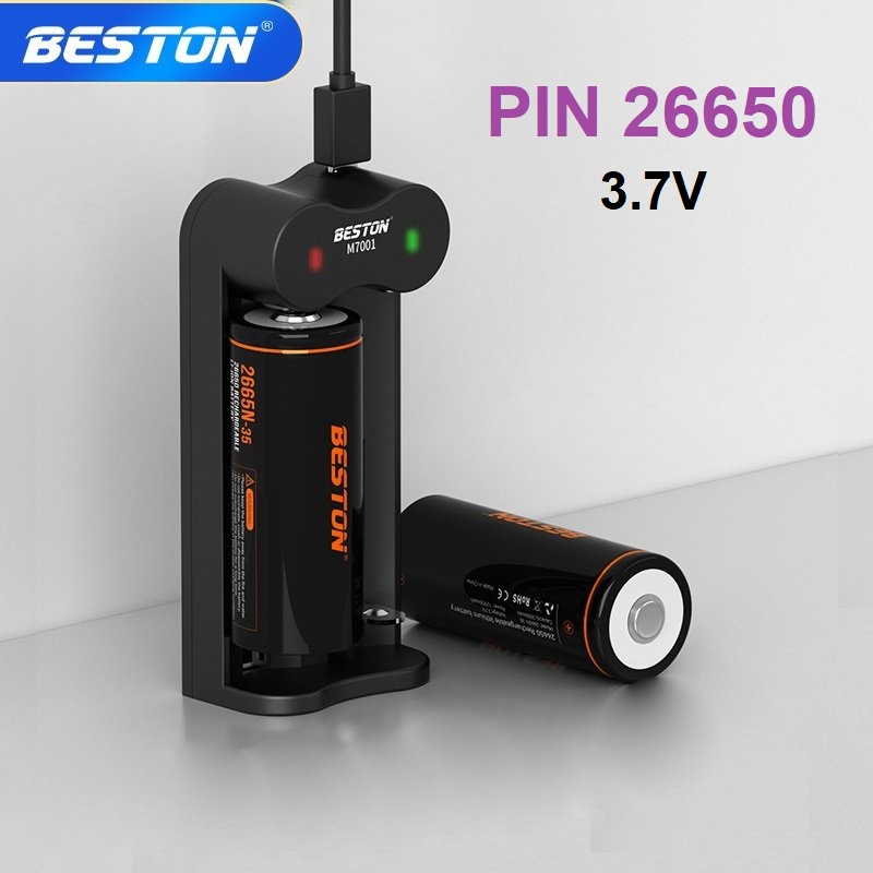 Pin sạc 26650 BESTON chính hãng dung lượng cao chuyên dùng Đèn pin siêu sáng