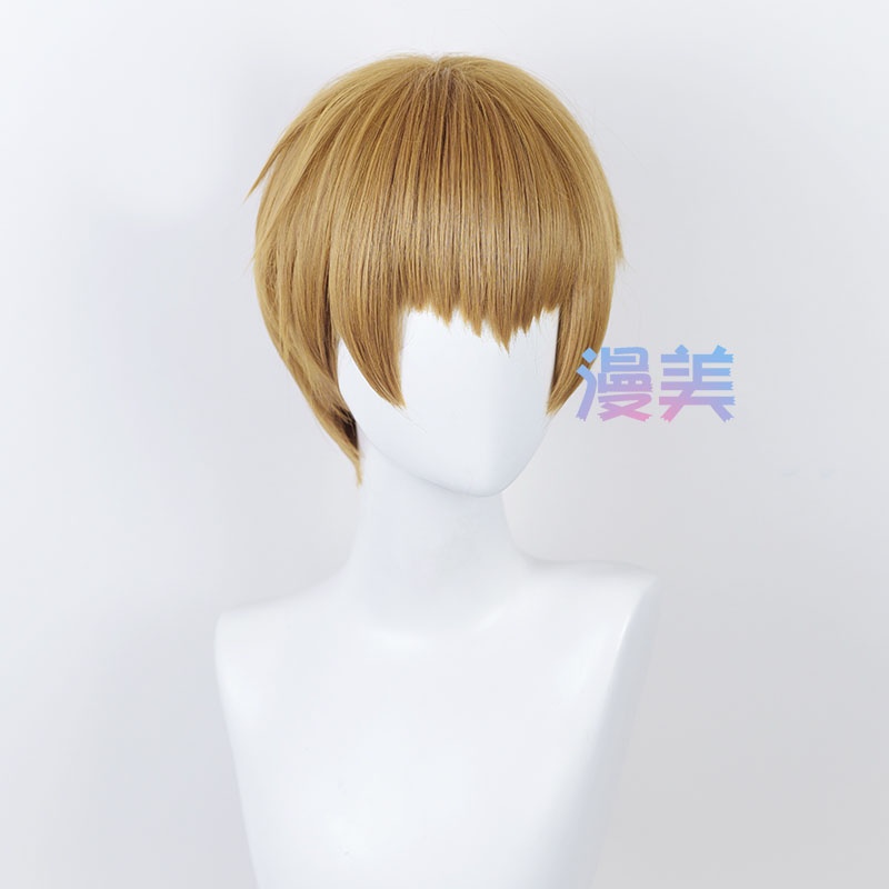 Bộ Tóc Giả Ngắn Màu Vàng Đồng 28cm Chịu Nhiệt Hóa Trang Nhân Vật Arataka Trong Mob Psycho 100 Mùa 3
