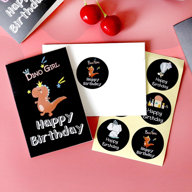 Set 6 Tấm Thiệp Chúc Mừng Sinh Nhật + 6 Thẻ Dán Chúc Mừng Độc Đáo Cho Trẻ Em Và Người Lớn