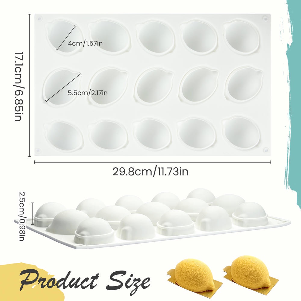 Khuôn Silicone 15 Ngăn Làm Bánh Tráng Miệng Hình Quả Chanh Độc Đáo