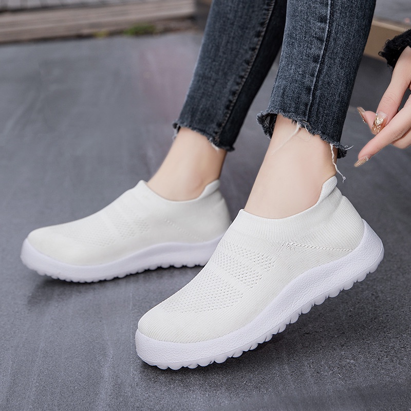 Giày Thể Thao Dệt Co Giãn Thoáng Khí Thời Trang Cho Nữ