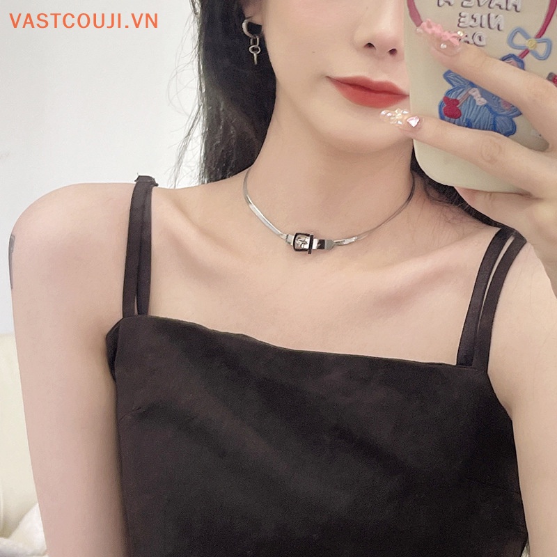 Vòng Cổ Choker Dây Xích Bằng Thép Titan Phong Cách Hiphop Tối Giản Gợi Cảm