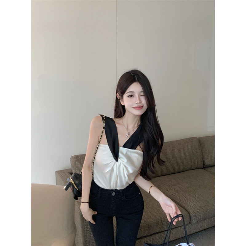 Áo Hai Dây Vải Satin Form Ôm Thời Trang Mùa Hè Pháp