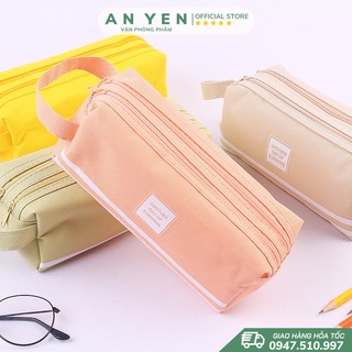 Hộp bút vải 2 ngăn dễ thương, bóp đựng viết cho học sinh kiểu hàn quốc