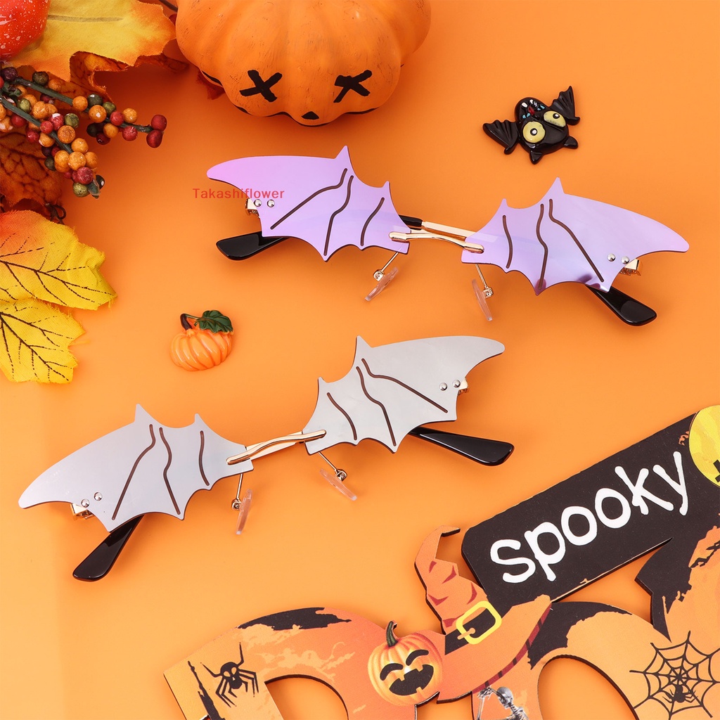 Set 4 Cặp Kính Mát Hình Dơi Không Viền Dễ Thương Cho Halloween