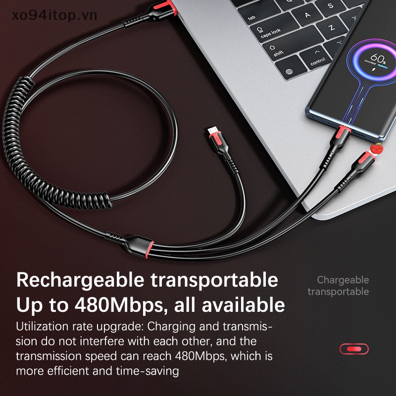 Cáp Sạc Nhanh XOITOP USB 3 Trong 1 Chất Lượng Cao Có Thể Thu Gọn Cho Điện Thoại Android