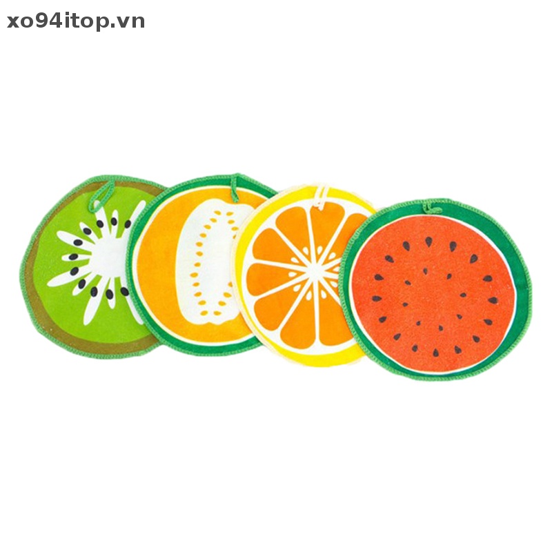 Xoitop Khăn Lau Tay Treo Nhà Bếp Vải Nhung San Hô Thấm Hút Tốt Không Xơ Vải Hình Trái Cây Đáng Yêu VN