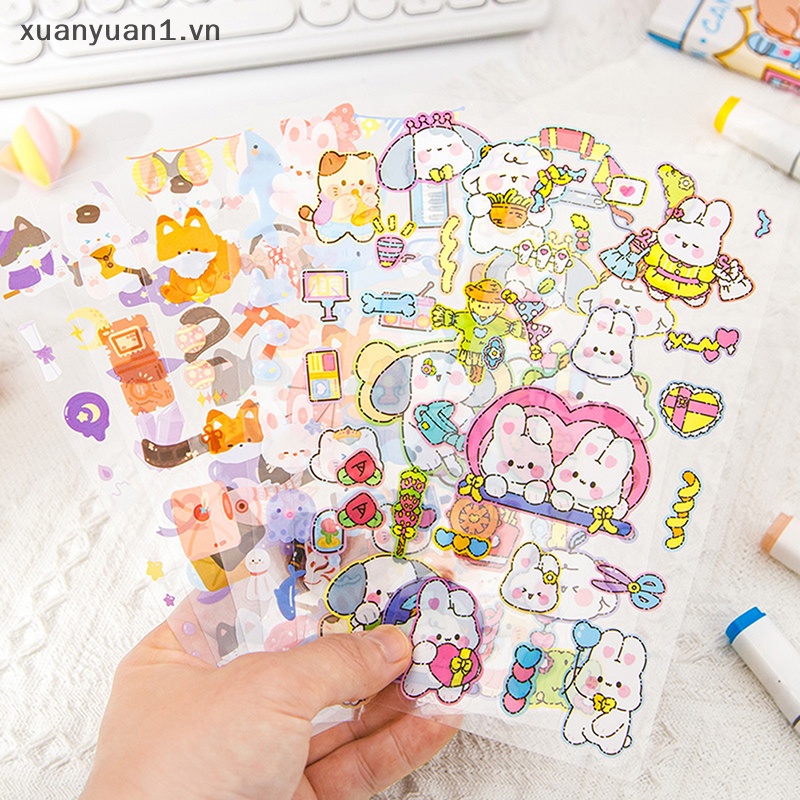 Set 5 Nhãn Dán Tự Trang Trí Sổ Tay / Nhật Ký Hình Thỏ / Gấu Đáng Yêu