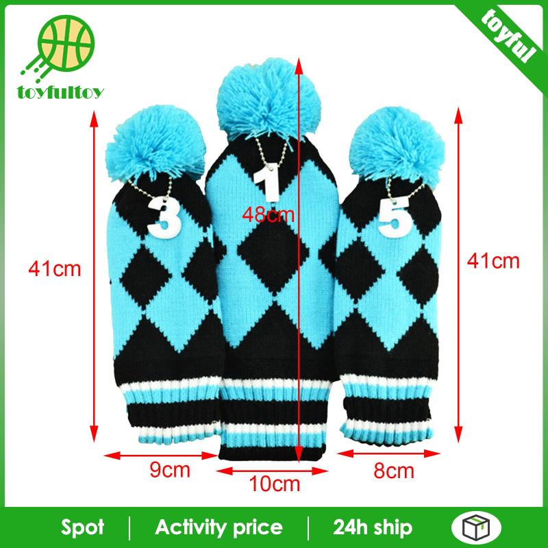 Bộ 3 Vỏ Bọc Đầu Gậy Đánh Golf Dệt Kim Thủ Công 3 5